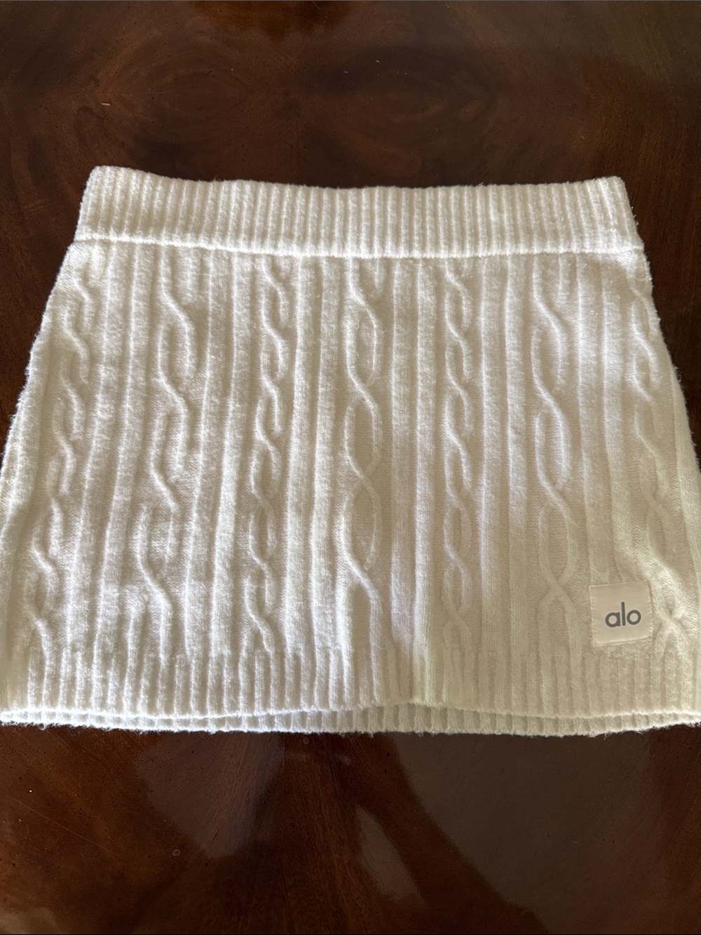 ALO Yoga White Cable-Knit Mini Skirt S